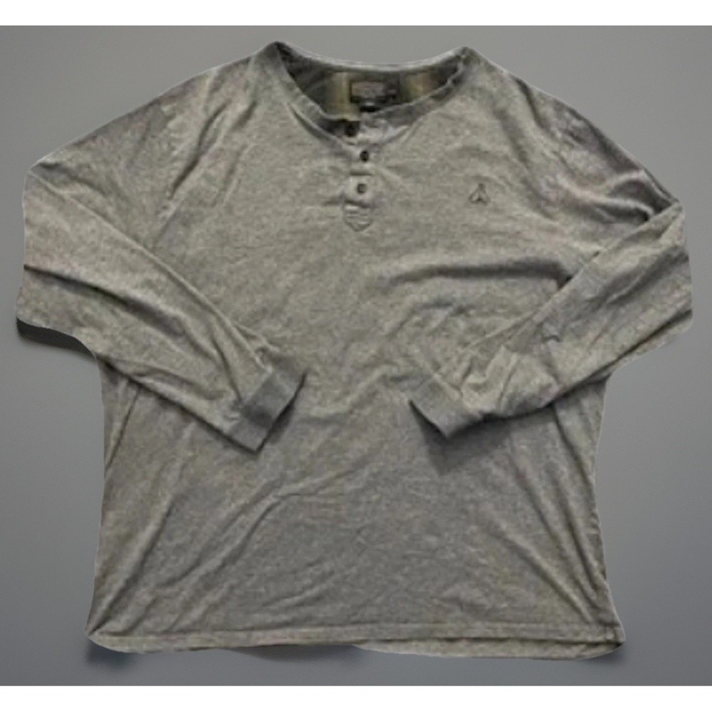Pendleton Long Sleeve Shirt Gray Henley Outdoor Teepee Logo XXL 2XL JBHS